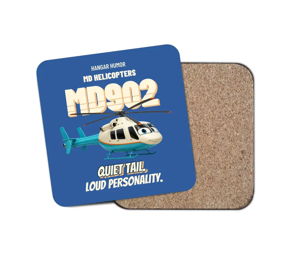 MD Helicopters MD 902 Explorer - Quiet tail. Loud personality. design on blue 1 piece coaster