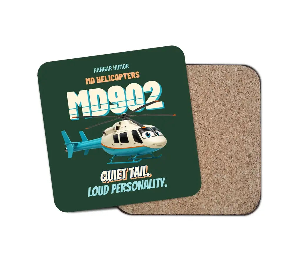 MD Helicopters MD 902 Explorer - Quiet tail. Loud personality. design on dark green 1 piece coaster