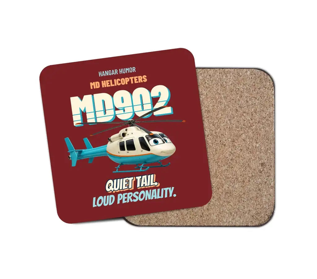 MD Helicopters MD 902 Explorer - Quiet tail. Loud personality. design on dark red 1 piece coaster