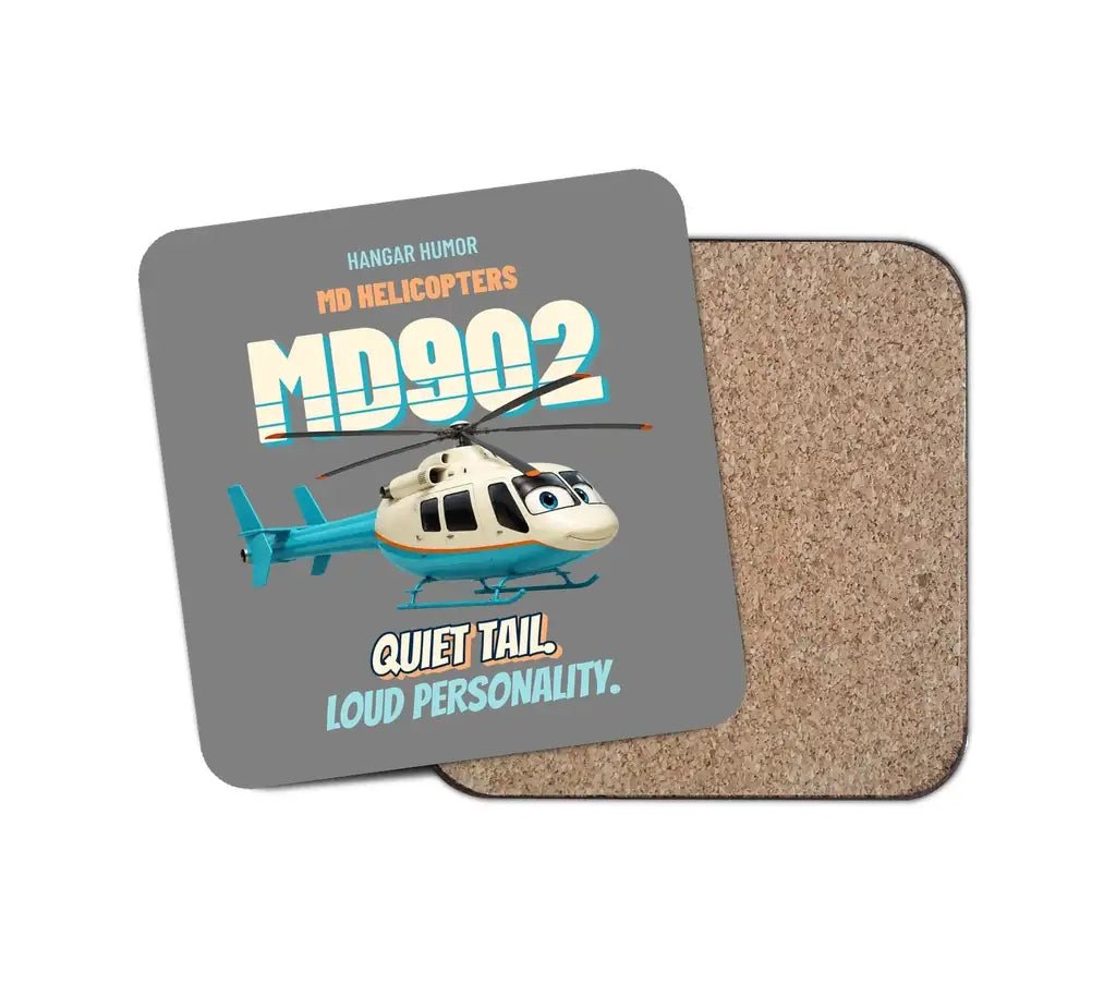 MD Helicopters MD 902 Explorer - Quiet tail. Loud personality. design on gray 1 piece coaster
