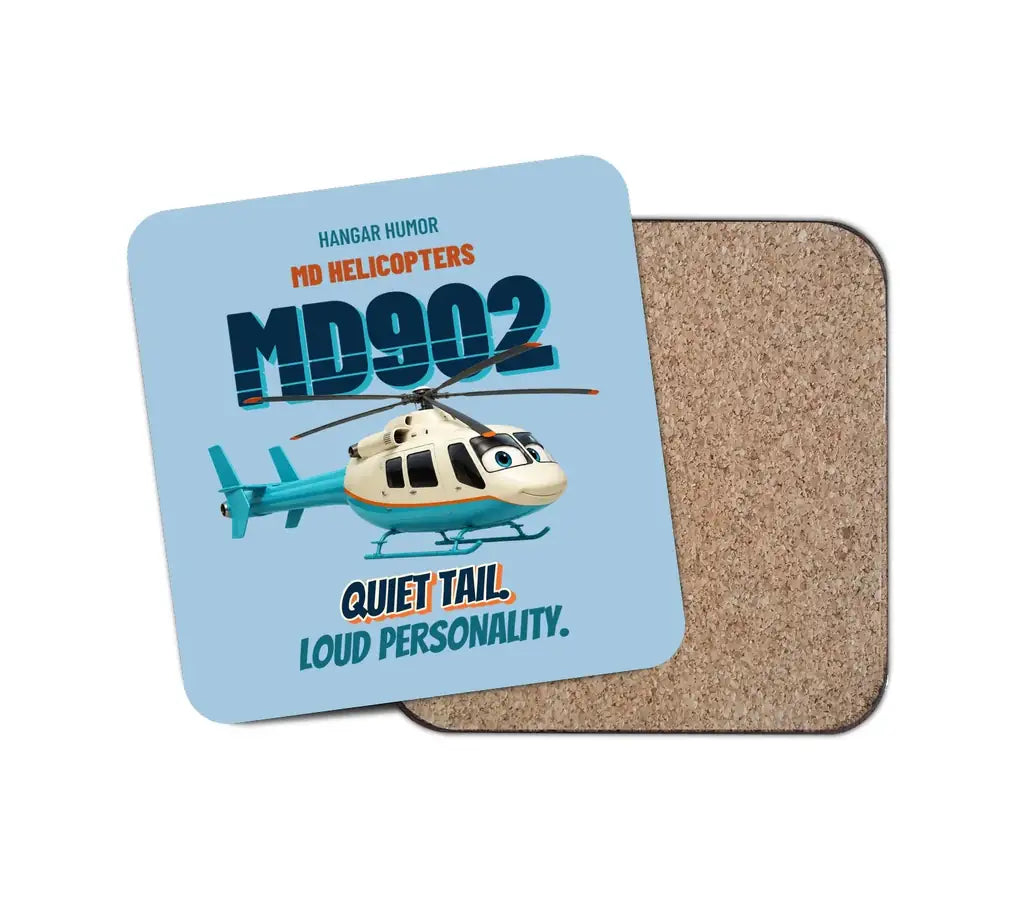 MD Helicopters MD 902 Explorer - Quiet tail. Loud personality. design on light blue 1 piece coaster