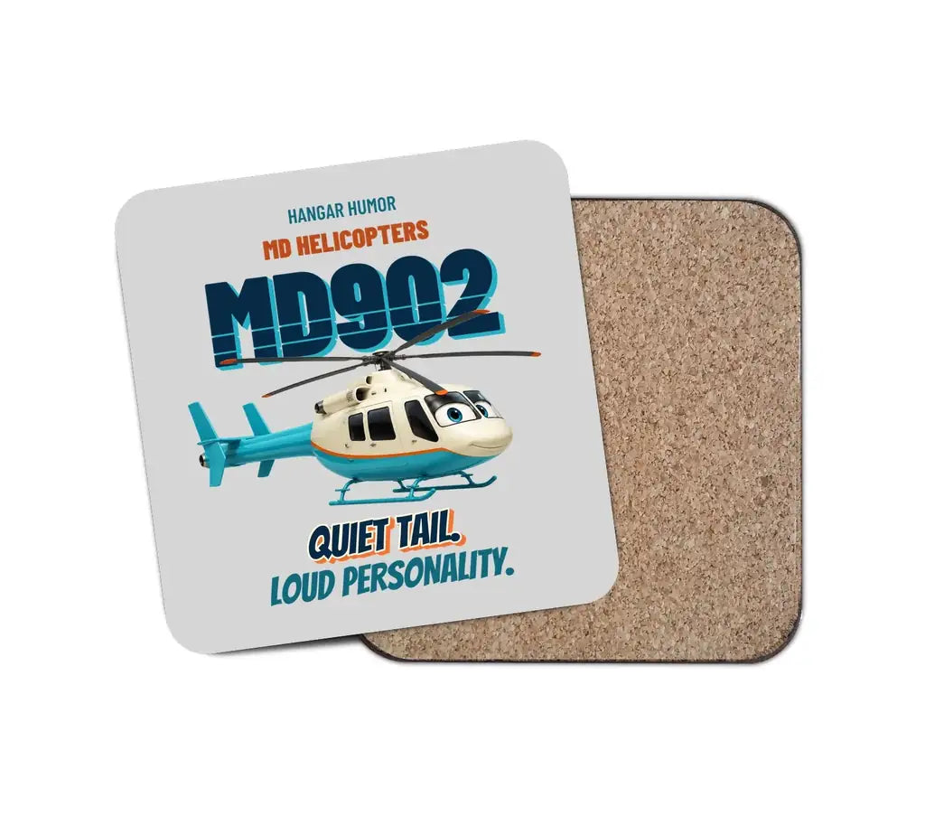 MD Helicopters MD 902 Explorer - Quiet tail. Loud personality. design on light gray 1 piece coaster