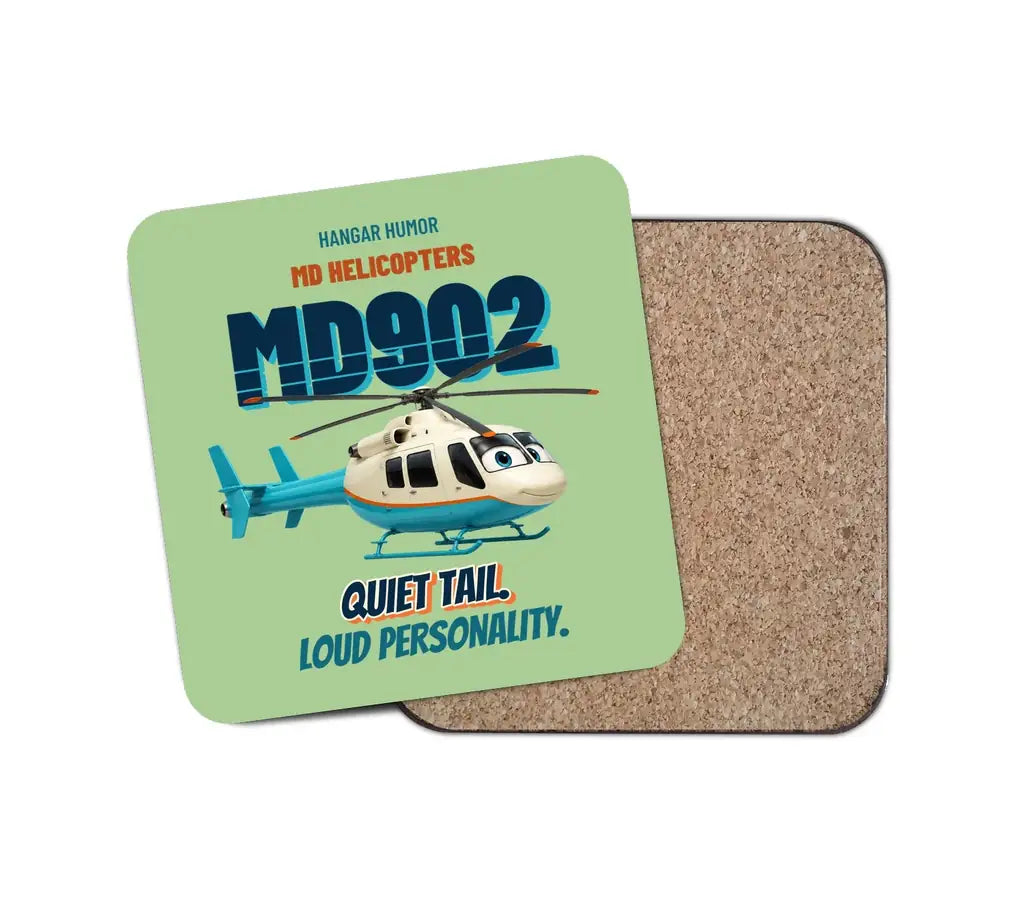 MD Helicopters MD 902 Explorer - Quiet tail. Loud personality. design on light green 1 piece coaster