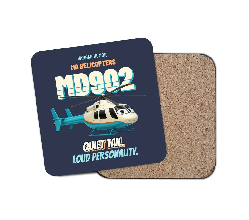 MD Helicopters MD 902 Explorer - Quiet tail. Loud personality. design on navy blue 1 piece coaster