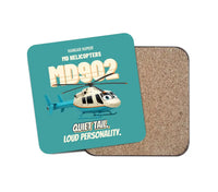 Thumbnail for MD Helicopters MD 902 Explorer - Quiet tail. Loud personality. design on turquoise 1 piece coaster