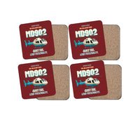 Thumbnail for MD Helicopters MD 902 Explorer - Quiet tail. Loud personality. design on dark red 4 pieces set coaster