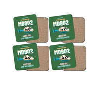 Thumbnail for MD Helicopters MD 902 Explorer - Quiet tail. Loud personality. design on green 4 pieces set coaster