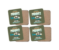 Thumbnail for MD Helicopters MD 902 Explorer - Quiet tail. Loud personality. design on green army 4 pieces set coaster