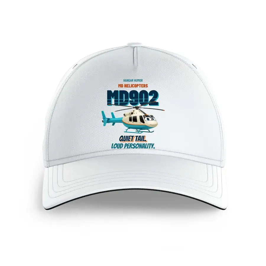 MD Helicopters MD 902 Explorer - Quiet tail. Loud personality. design on white printed hat