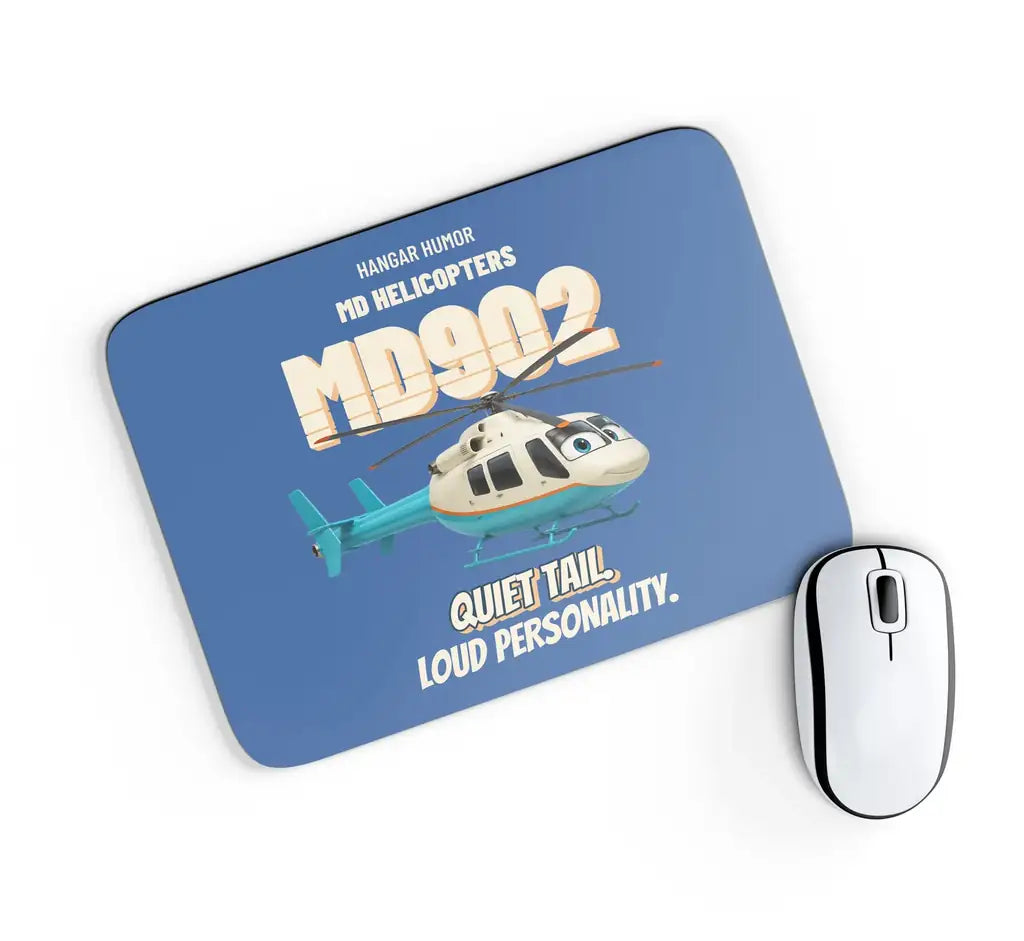 MD Helicopters MD 902 Explorer - Quiet tail. Loud personality. design on blue rectangle mouse pad