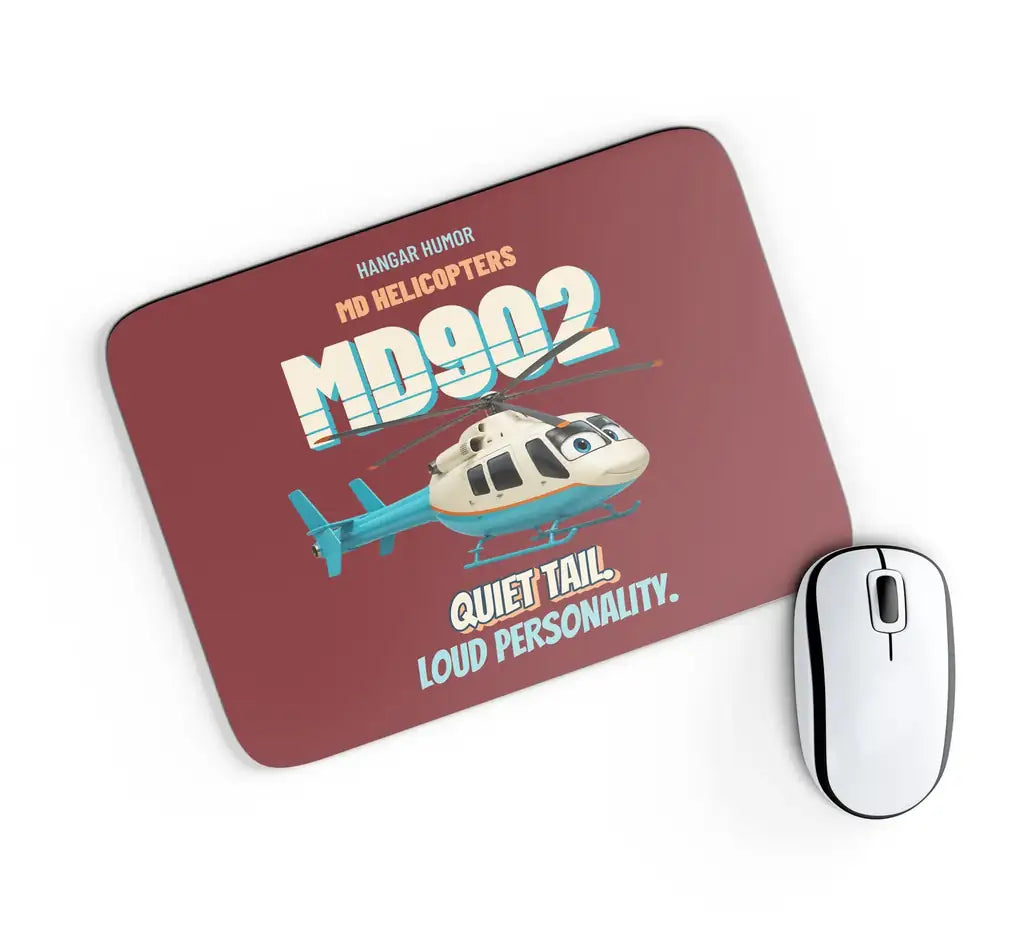MD Helicopters MD 902 Explorer - Quiet tail. Loud personality. design on dark red rectangle mouse pad