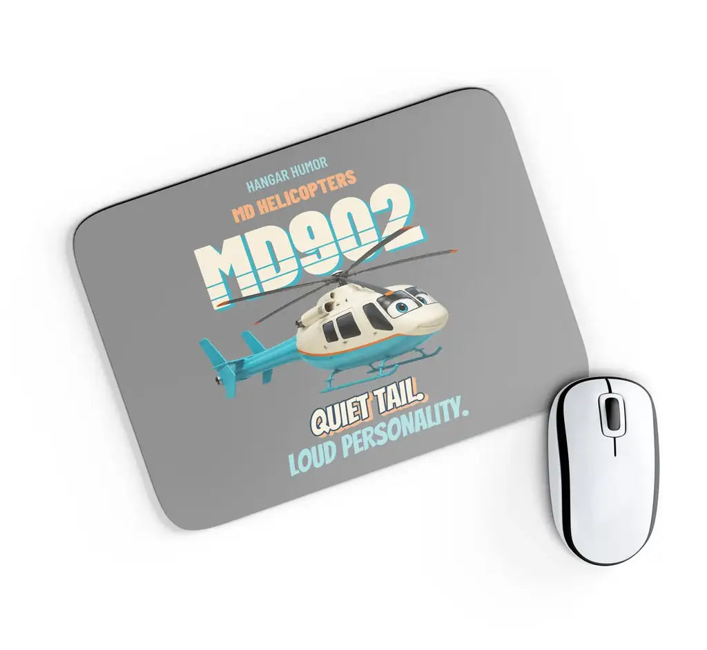 MD Helicopters MD 902 Explorer - Quiet tail. Loud personality. design on gray rectangle mouse pad