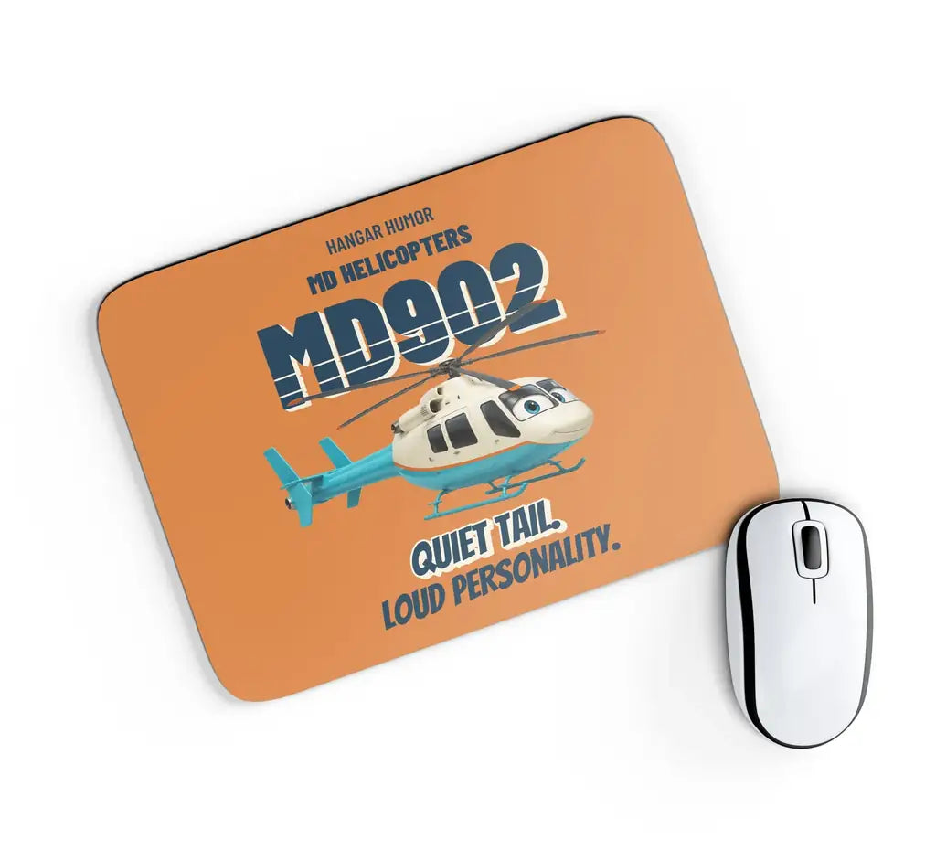 MD Helicopters MD 902 Explorer - Quiet tail. Loud personality. design on orange rectangle mouse pad