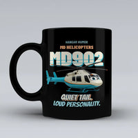 Thumbnail for MD Helicopters MD 902 Explorer - Quiet tail. Loud personality. design on black ceramic mug