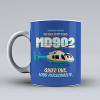 Thumbnail for MD Helicopters MD 902 Explorer - Quiet tail. Loud personality. design on blue ceramic mug
