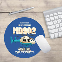 Thumbnail for MD Helicopters MD 902 Explorer - Quiet tail. Loud personality. design on blue round mouse pad