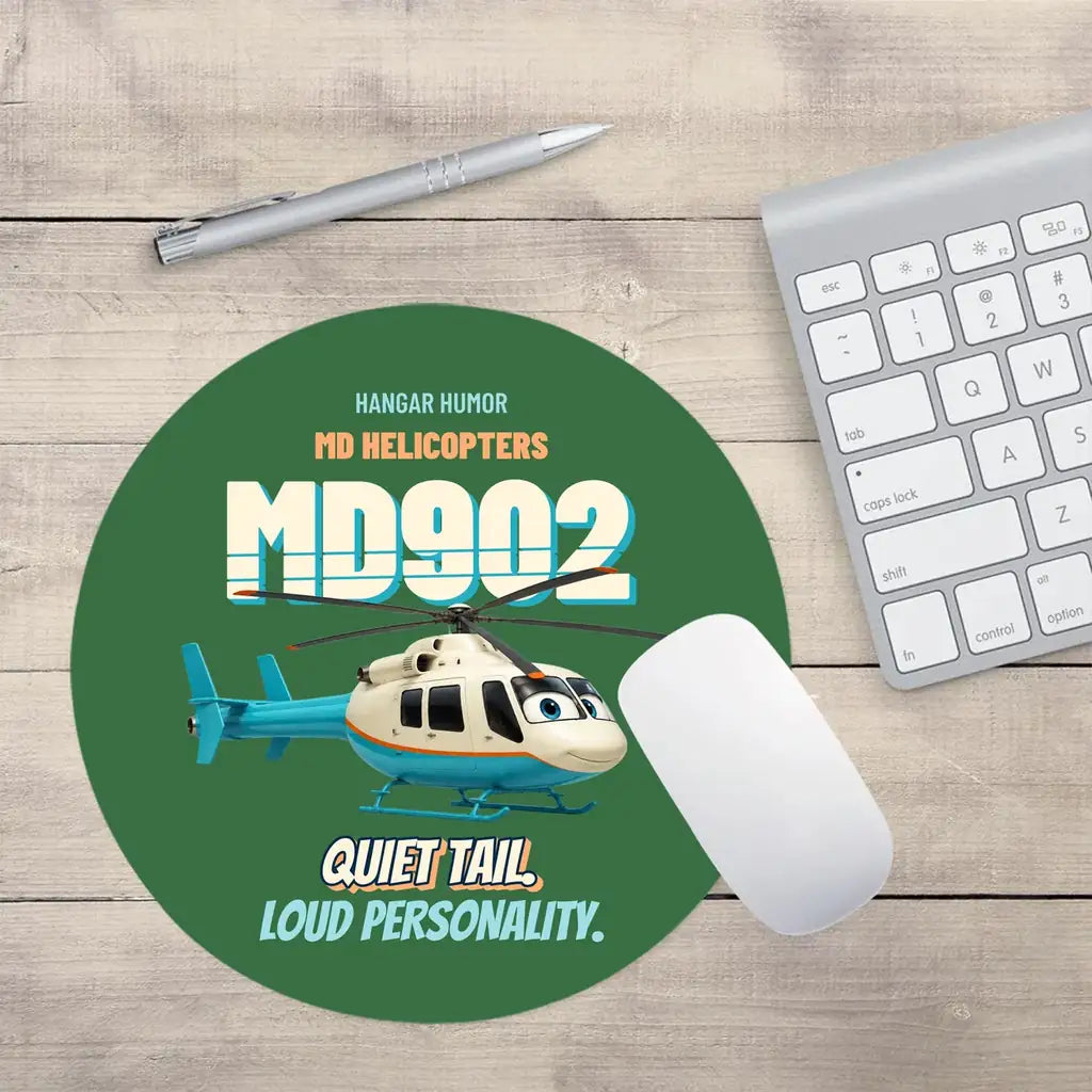 MD Helicopters MD 902 Explorer - Quiet tail. Loud personality. design on green round mouse pad