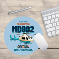 Thumbnail for MD Helicopters MD 902 Explorer - Quiet tail. Loud personality. design on light blue round mouse pad