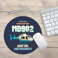 Thumbnail for MD Helicopters MD 902 Explorer - Quiet tail. Loud personality. design on navy blue round mouse pad