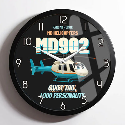 MD Helicopters MD 902 Explorer - Quiet tail. Loud personality. design on black framed wall clock