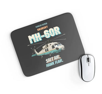 Sikorsky MH-60R Seahawk - Salt air. Hawk flair. design on black rectangle mouse pad