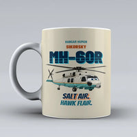 Thumbnail for Sikorsky MH-60R Seahawk - Salt air. Hawk flair. design on beige ceramic mug