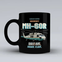 Thumbnail for Sikorsky MH-60R Seahawk - Salt air. Hawk flair. design on black ceramic mug