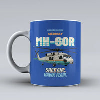 Thumbnail for Sikorsky MH-60R Seahawk - Salt air. Hawk flair. design on blue ceramic mug