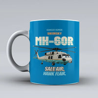 Thumbnail for Sikorsky MH-60R Seahawk - Salt air. Hawk flair. design on turquoise ceramic mug
