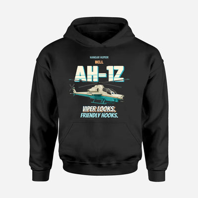 Bell AH-1Z Viper - Viper looks. Friendly hooks. design on black hoodie single side