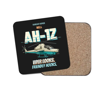 Bell AH-1Z Viper - Viper looks. Friendly hooks. design on black 1 piece coaster