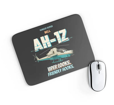 Bell AH-1Z Viper - Viper looks. Friendly hooks. design on black rectangle mouse pad