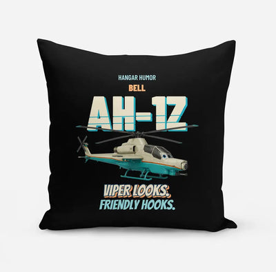 Bell AH-1Z Viper - Viper looks. Friendly hooks. design on black pillow