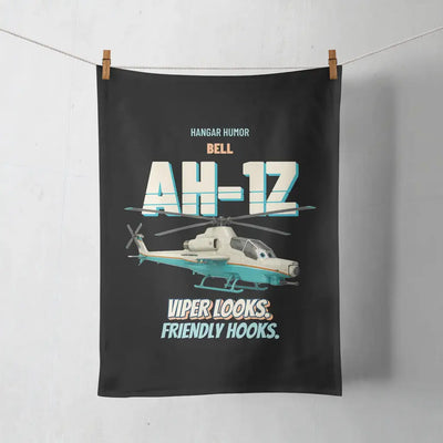 Bell AH-1Z Viper - Viper looks. Friendly hooks. design on black towel