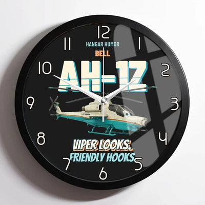 Bell AH-1Z Viper - Viper looks. Friendly hooks. design on black framed wall clock