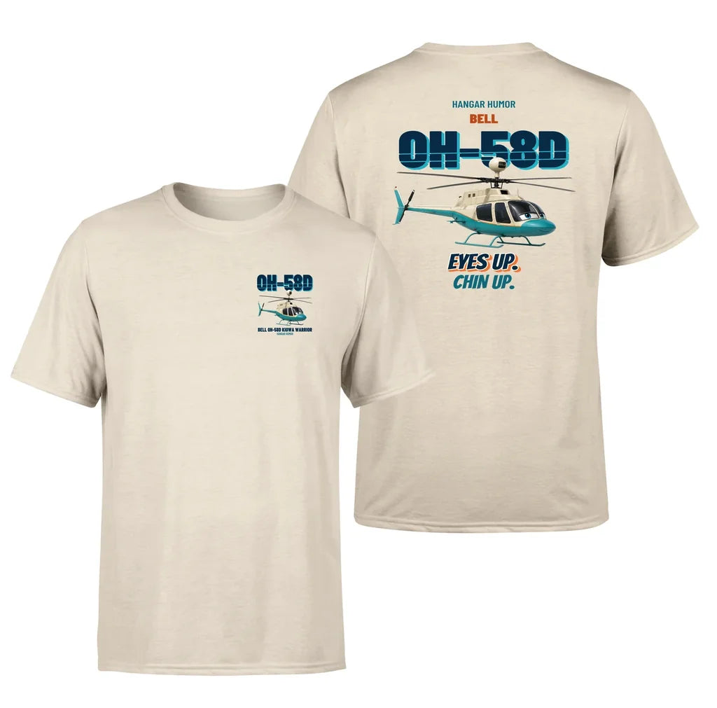 Bell OH-58D Kiowa Warrior - Eyes up. Chin up. - Double-Side T-Shirt design on beige double side t shirt