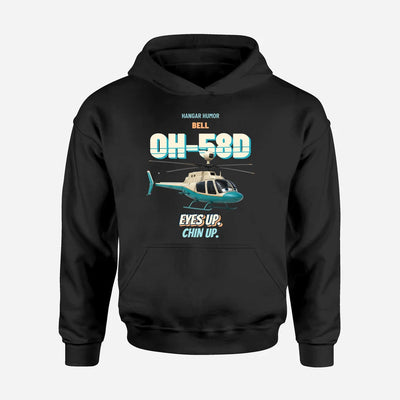 Bell OH-58D Kiowa Warrior - Eyes up. Chin up. design on black hoodie single side