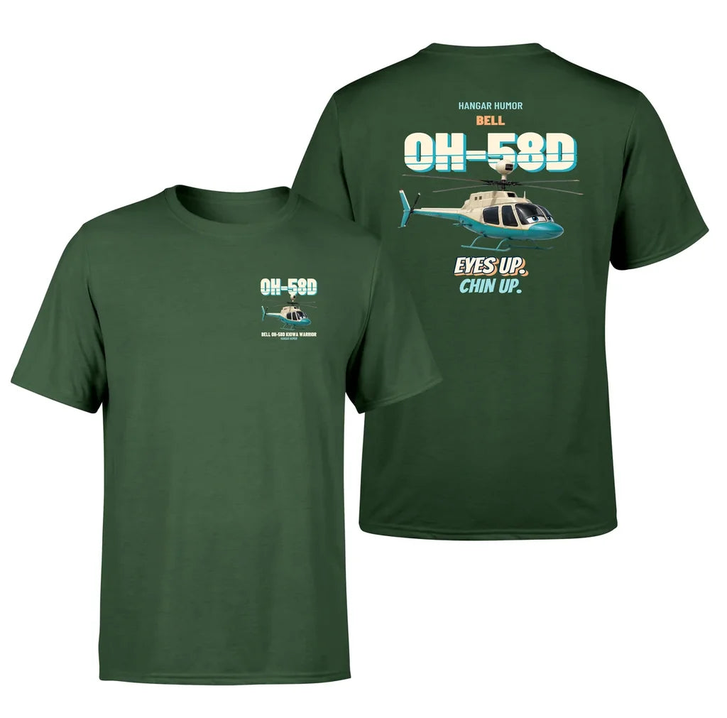 Bell OH-58D Kiowa Warrior - Eyes up. Chin up. - Double-Side T-Shirt design on darkgreen double side t shirt