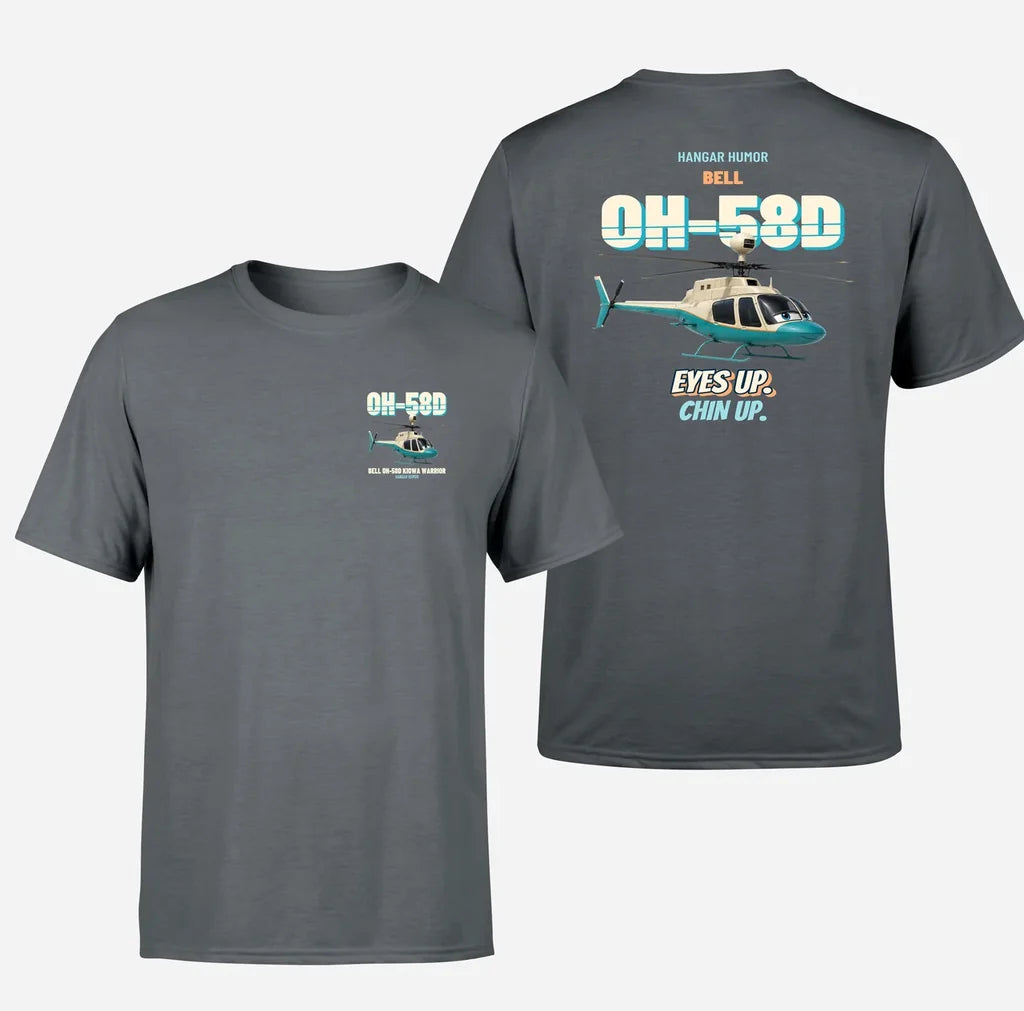 Bell OH-58D Kiowa Warrior - Eyes up. Chin up. - Double-Side T-Shirt design on gray double side t shirt
