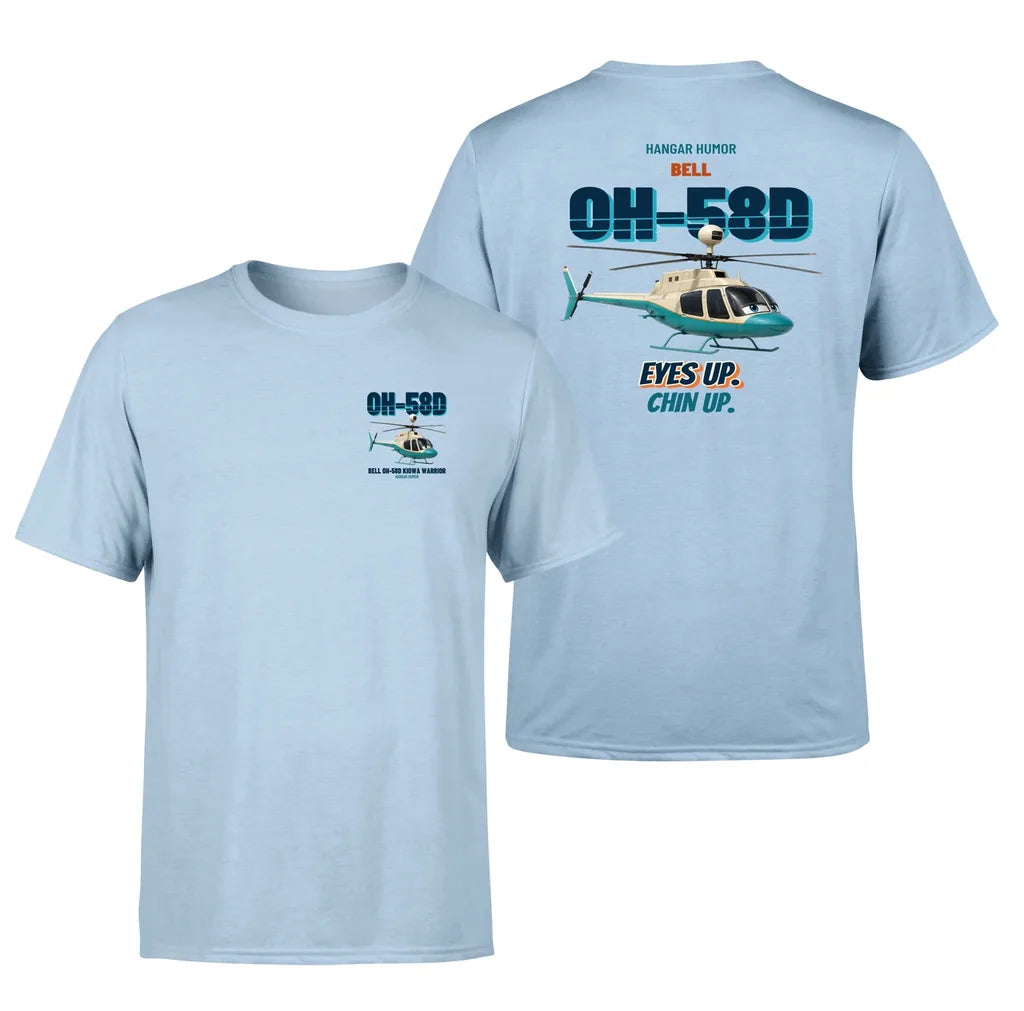 Bell OH-58D Kiowa Warrior - Eyes up. Chin up. - Double-Side T-Shirt design on lightblue double side t shirt
