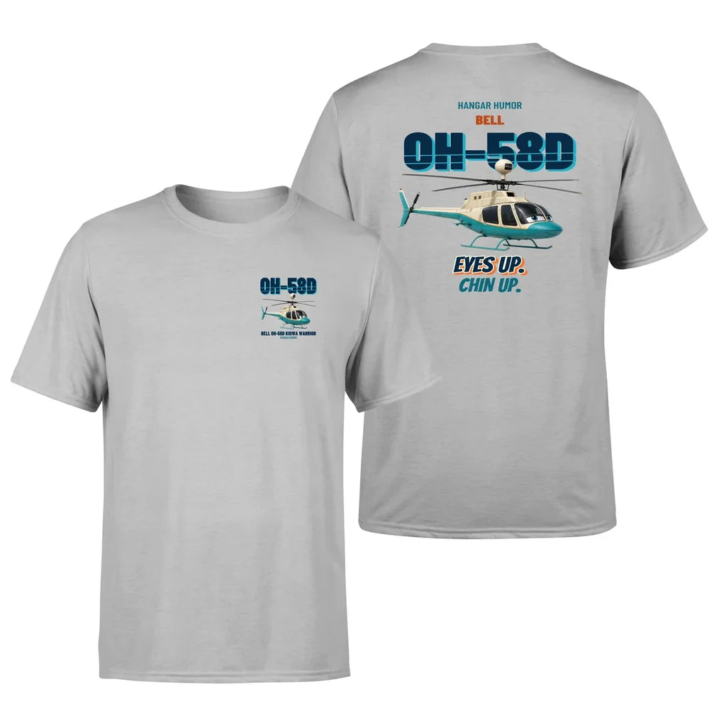 Bell OH-58D Kiowa Warrior - Eyes up. Chin up. - Double-Side T-Shirt design on lightgray double side t shirt
