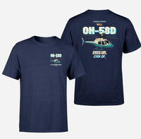 Thumbnail for Bell OH-58D Kiowa Warrior - Eyes up. Chin up. - Double-Side T-Shirt design on navyblue double side t shirt