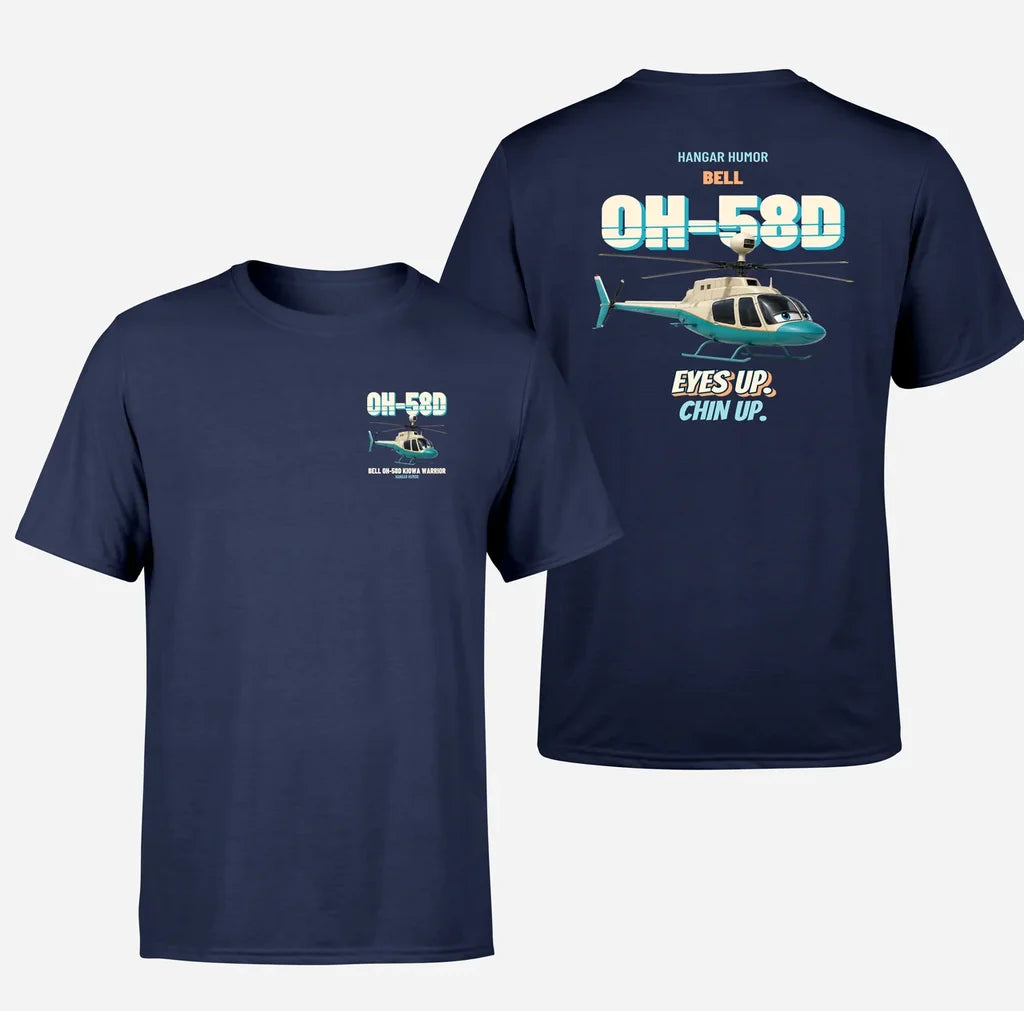 Bell OH-58D Kiowa Warrior - Eyes up. Chin up. - Double-Side T-Shirt design on navyblue double side t shirt