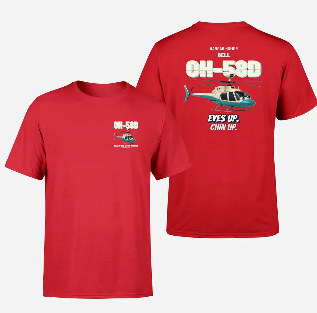 Bell OH-58D Kiowa Warrior - Eyes up. Chin up. - Double-Side T-Shirt design on red double side t shirt