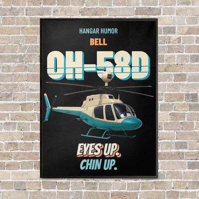 Bell OH-58D Kiowa Warrior - Eyes up. Chin up. vertical canvas print - framed - black background