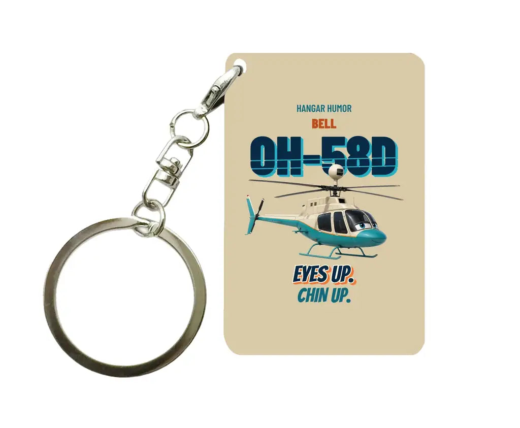 Bell OH-58D Kiowa Warrior - Eyes up. Chin up. design on beige key chain