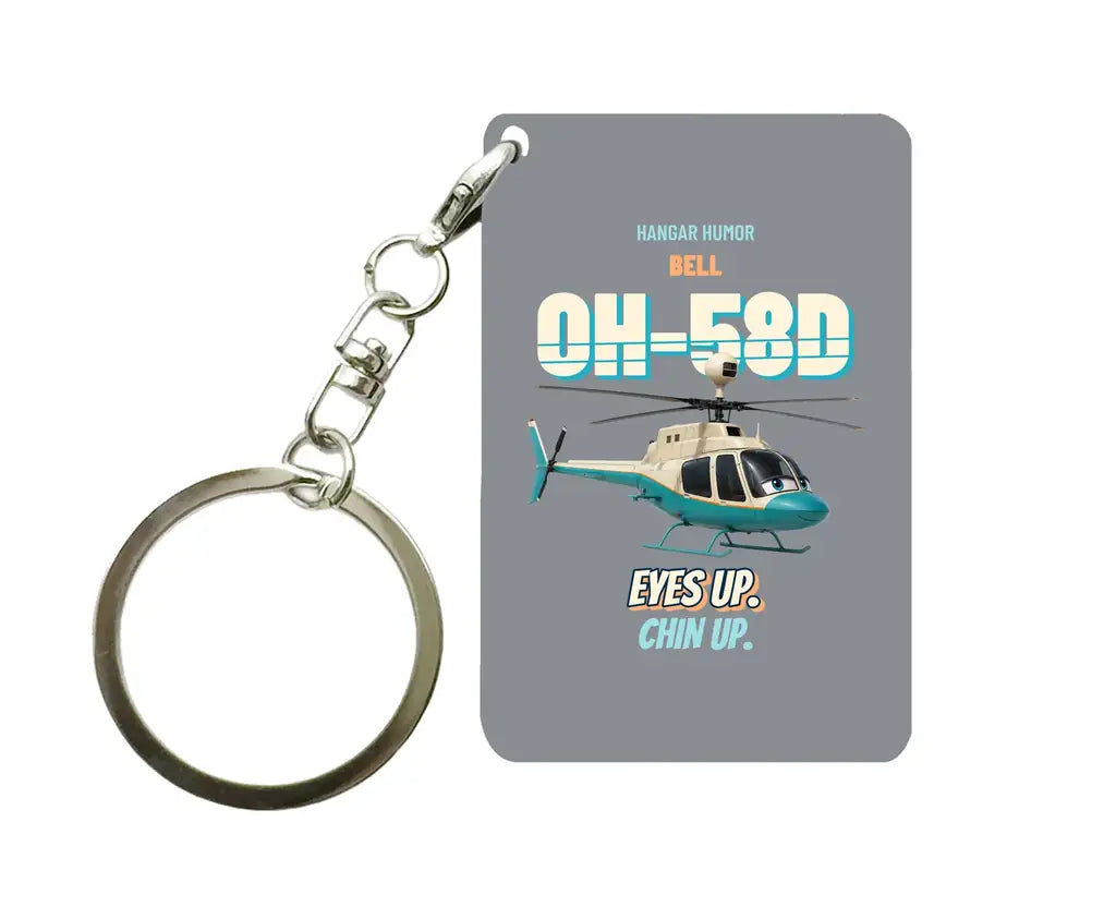 Bell OH-58D Kiowa Warrior - Eyes up. Chin up. design on gray key chain