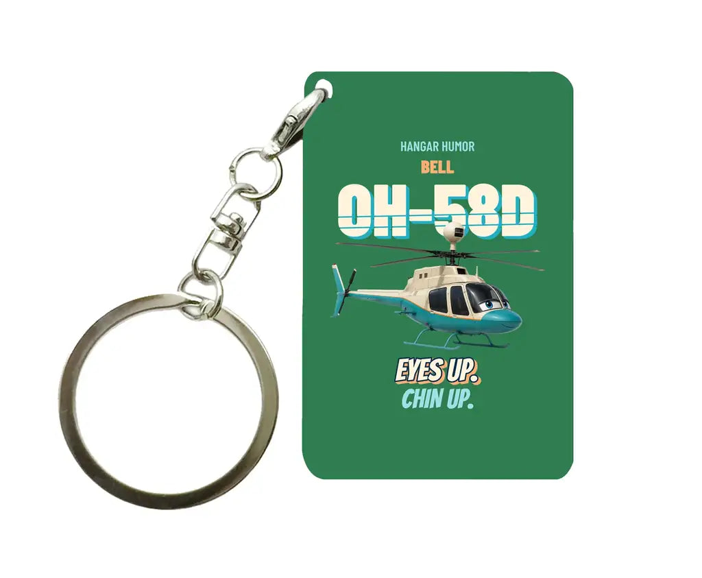 Bell OH-58D Kiowa Warrior - Eyes up. Chin up. design on green key chain