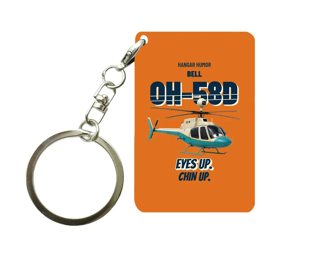 Bell OH-58D Kiowa Warrior - Eyes up. Chin up. design on orange key chain