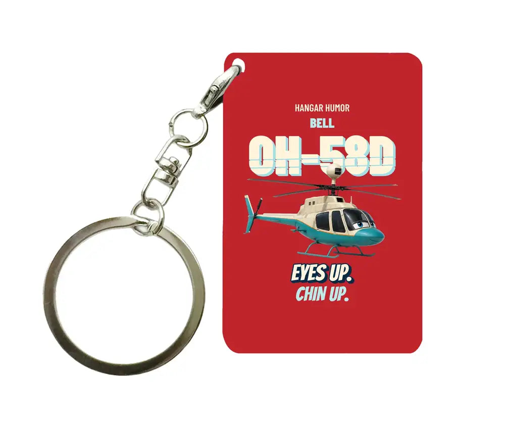 Bell OH-58D Kiowa Warrior - Eyes up. Chin up. design on red key chain